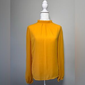 SHEIN Long Sleeve Collar Blouse - LARGE, Mustard Yellow